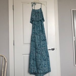 LIGHT BLUE SNAKE SKIN MAXI DRESS